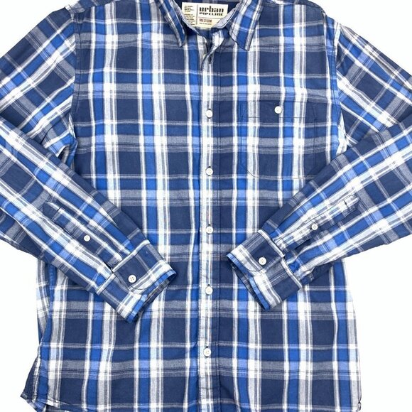 Urban Pipeline Cotton Plaid Long Sleeve Button Down Shirt Men's Size Medium - Picture 1 of 3